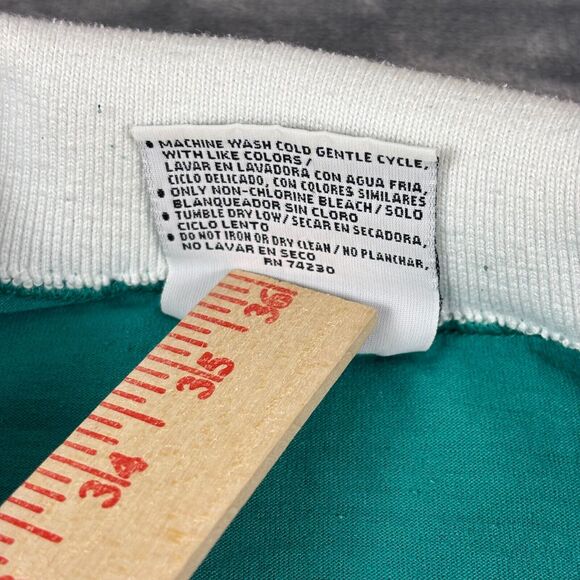 Vintage Gopher Sport‎ Polo Shirt XL USA Made Cat Floral Graphic Teal 90s - Picture 6 of 11